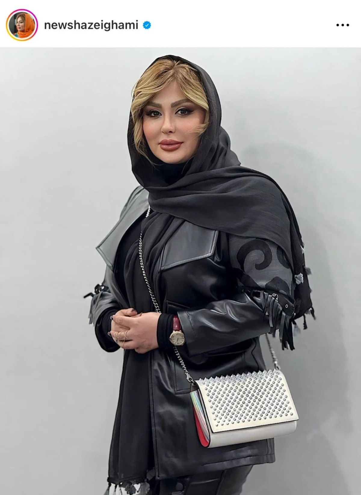 استایل چرمی نیوشا ضیغمی با ظاهری متفاوت خبرساز شد استایل چرمی نیوشا ضیغمی با ظاهری متفاوت خبرساز شد